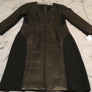Diane Von Furstenberg Black Leather and Ponte Dress - Size 4